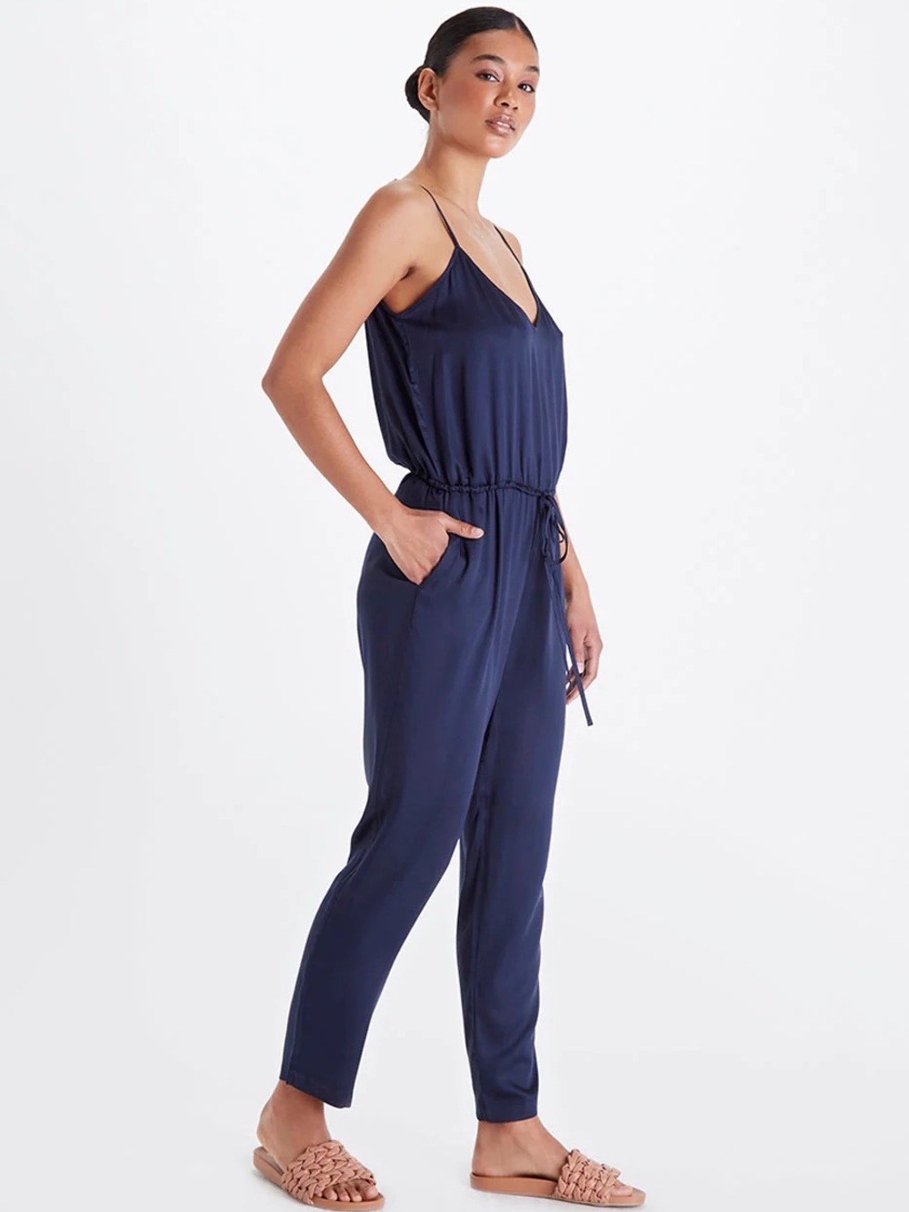 Pinkblush Navy Spaghetti-Strap stretch Jumpsuit nwot